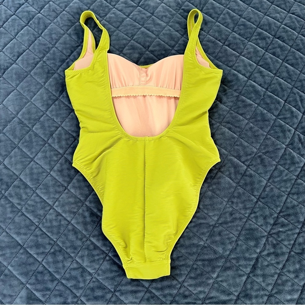 NWOT J Crew Ribbbed One Piece with Scoop Back in Salermo Olive - Picture 3 of 6